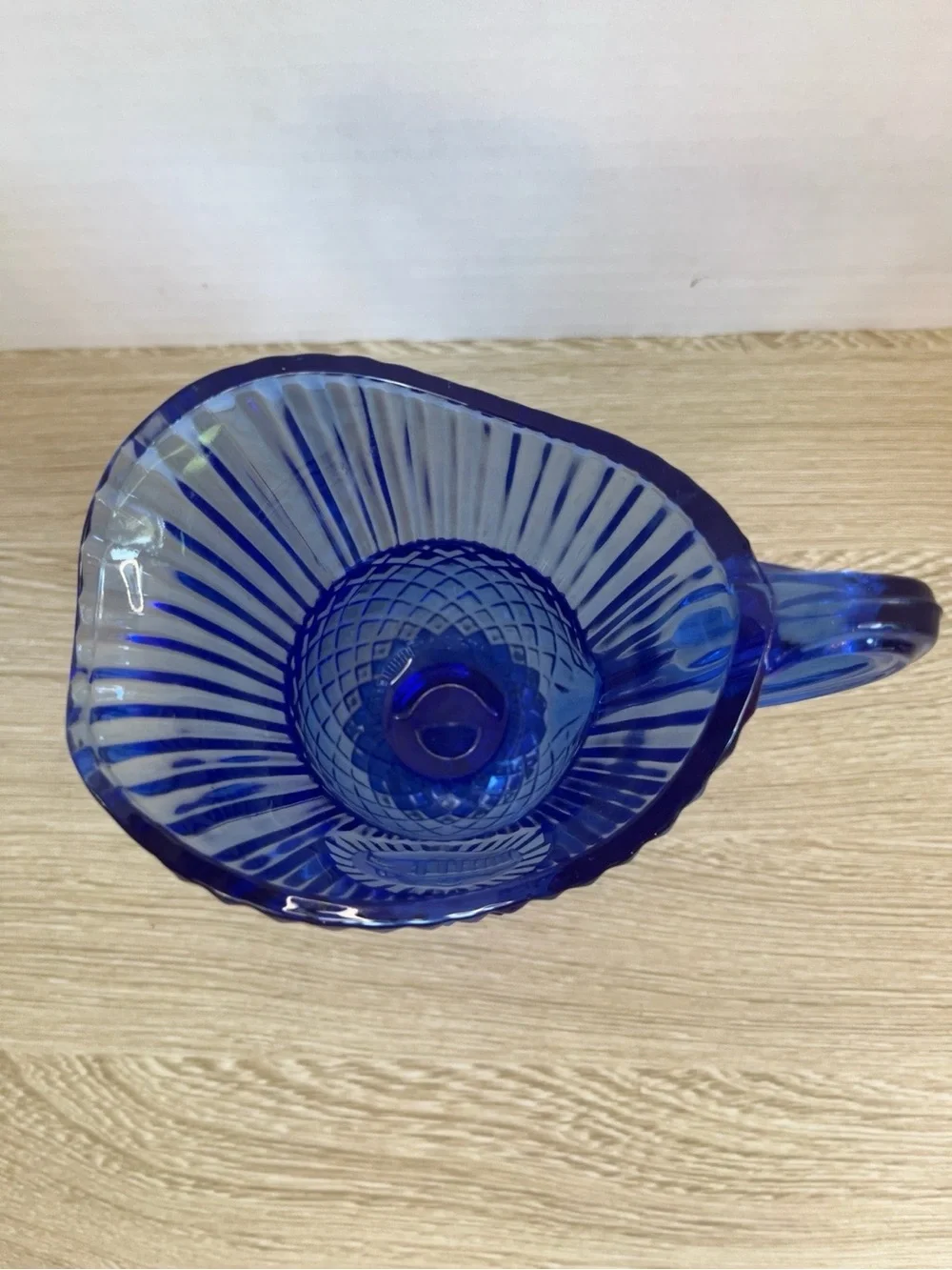 Vintage Avon Fostoria Cobalt Blue Mount Vernon Creamer Pitcher Pedestal 5.5”